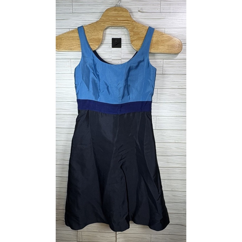 Boden Women's Navy & Blue Sleeveless Color Block Fit & Flare Silk Dress Sz 6